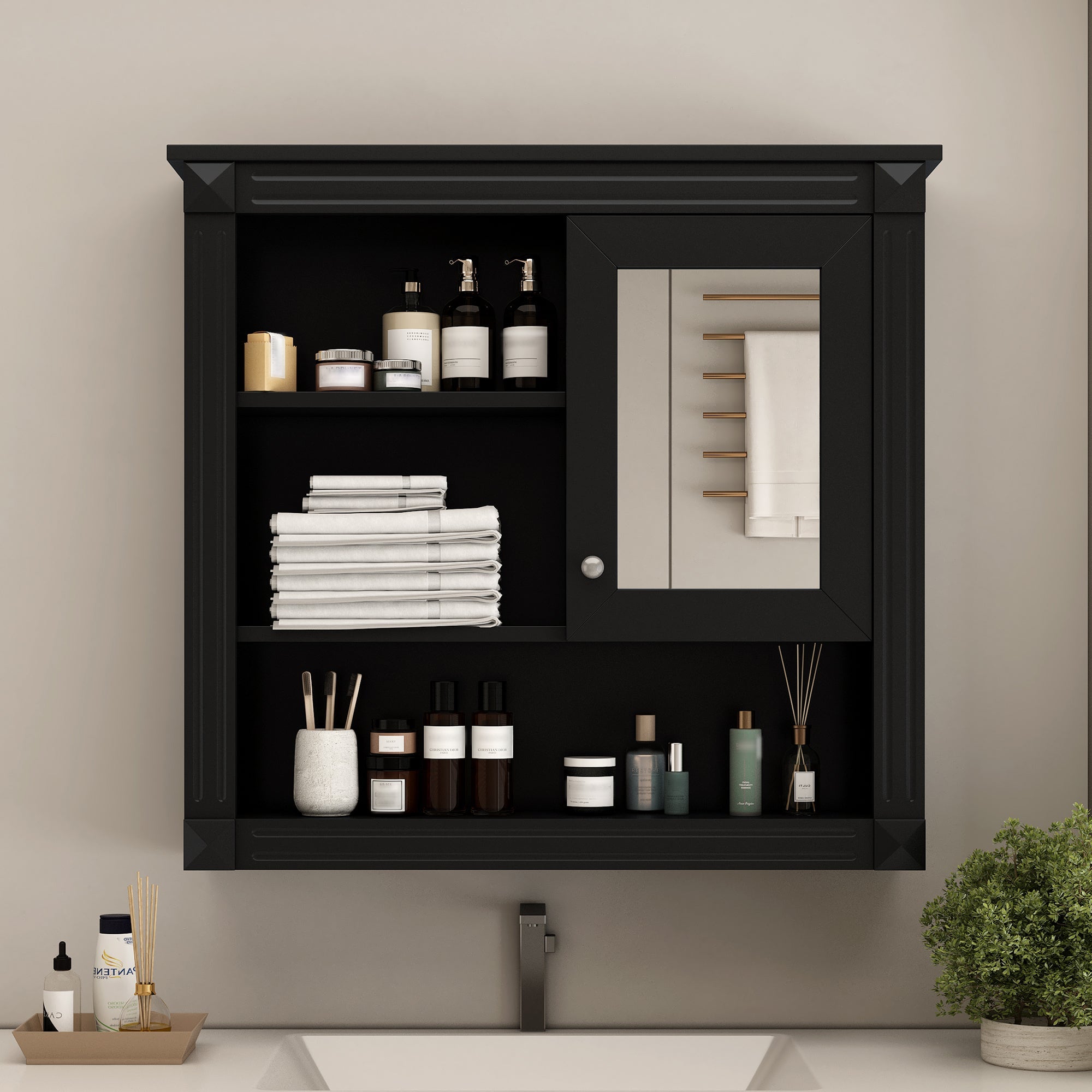 32'' Bathroom Wall Cabinet with Mirror, Wall Mounted Medicine Cabinet