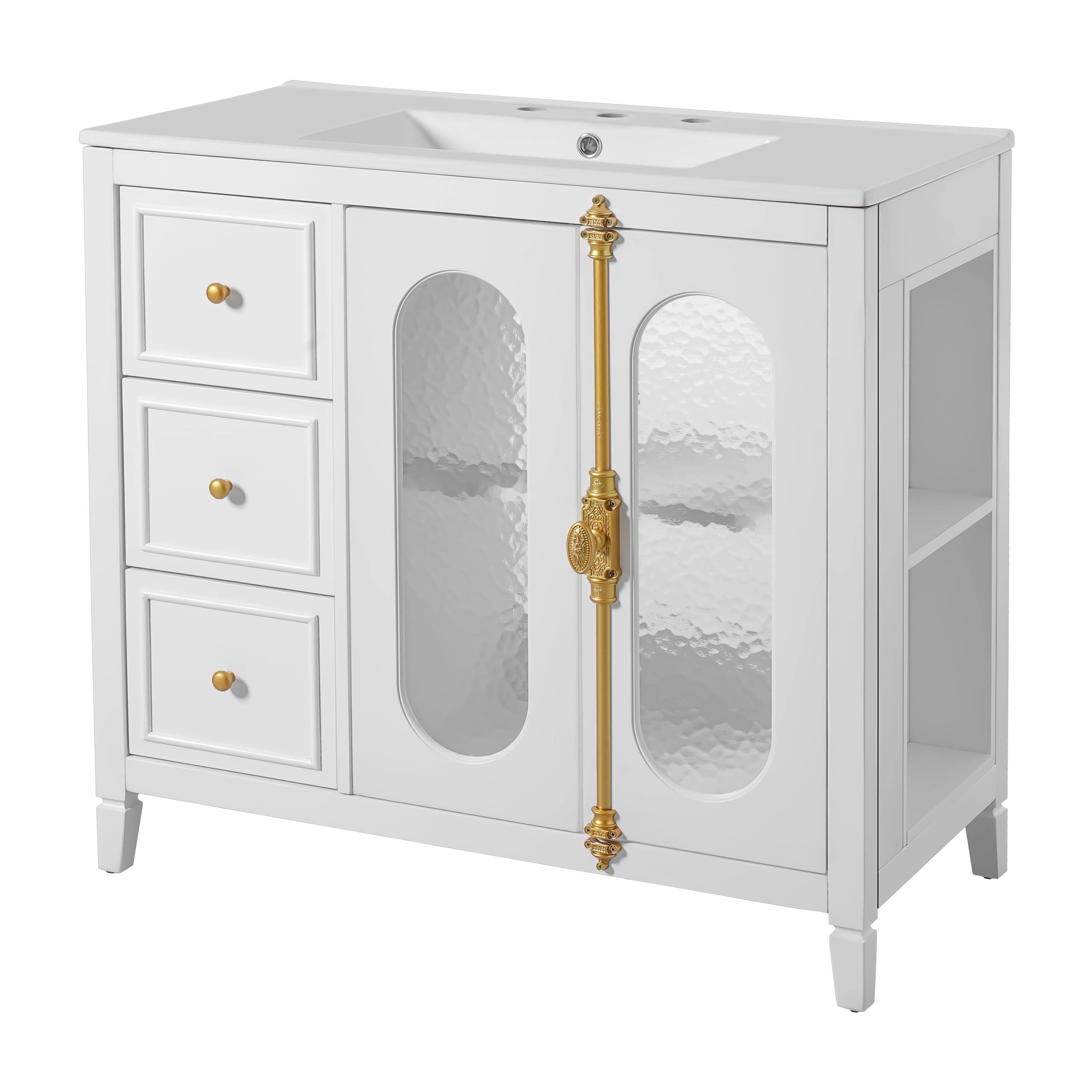 36-inch Bathroom Vanity with 2 Soft Close Doors, Solid Wood Frame