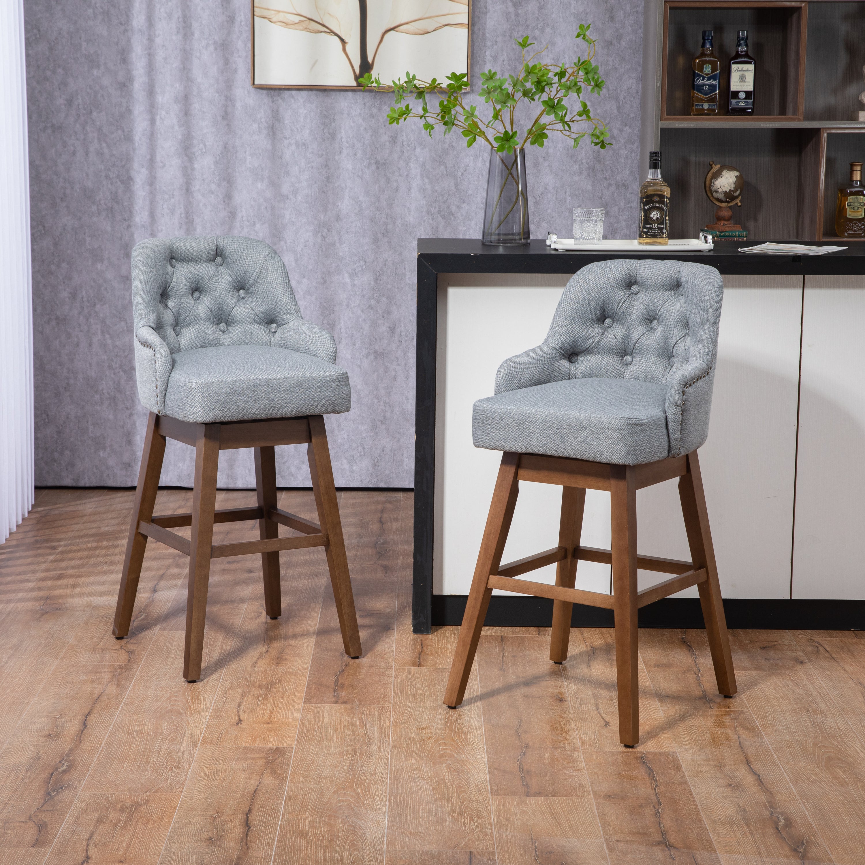 Bar Stools Set of 2 Counter Height Chairs with Footrest for Kitchen,