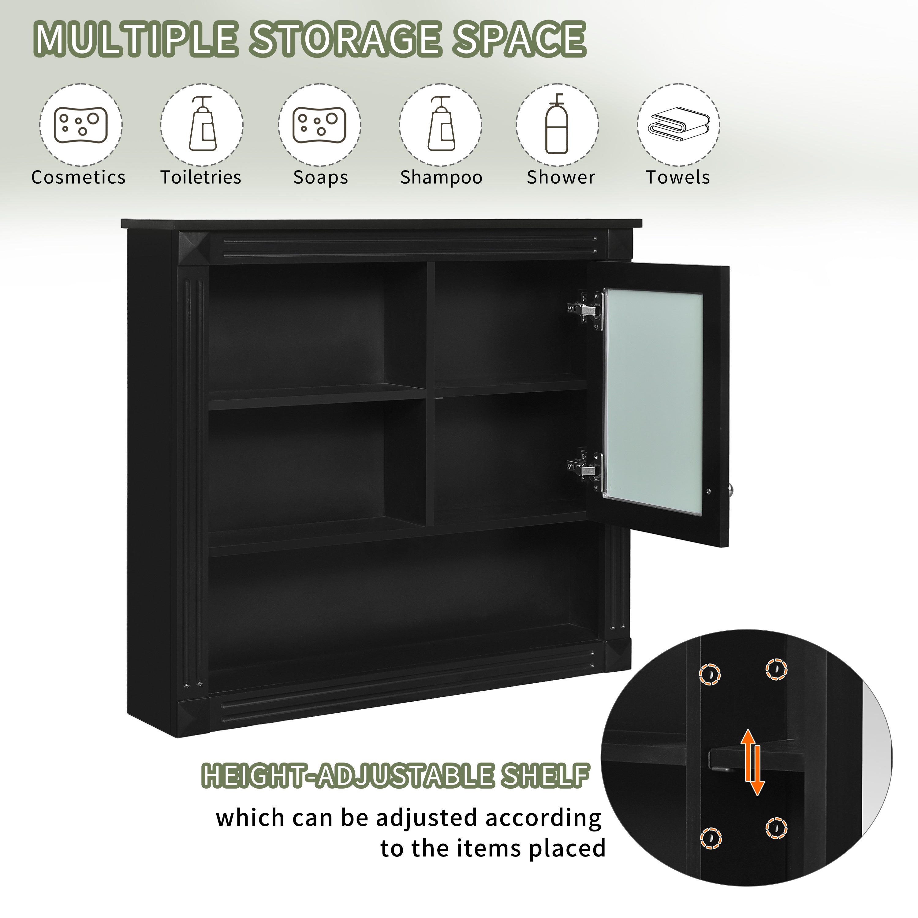 32'' Bathroom Wall Cabinet with Mirror, Wall Mounted Medicine Cabinet